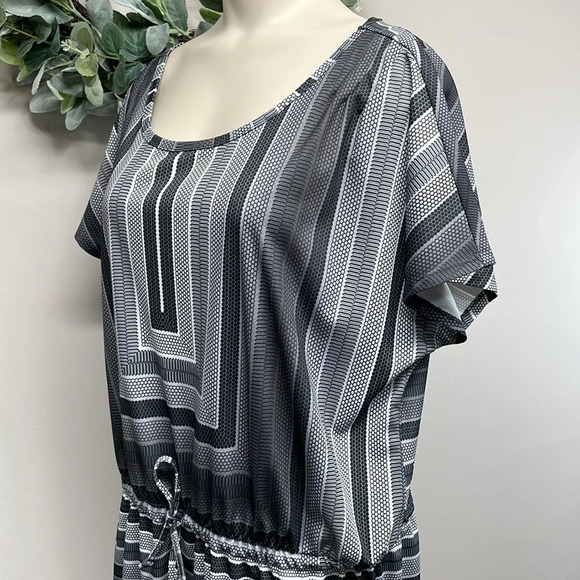 Prana Lindy Dress Black and White Pullover Drawstring Waist M - Picture 4 of 16